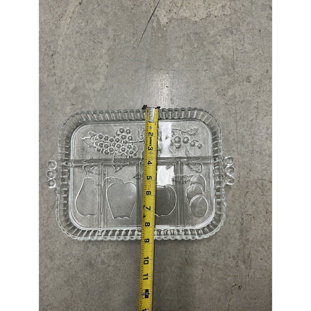 5 Divided Indiana Clear Glass Relish Tray/Platter Fruit Design - Picture 15 of 16